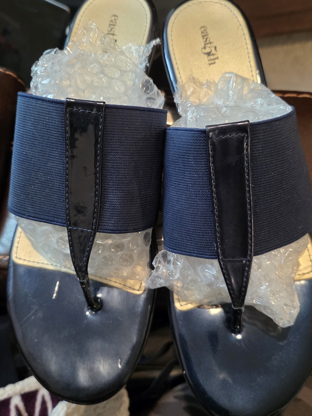 East 5th Navy Slip-On Sandal with Cream Insole